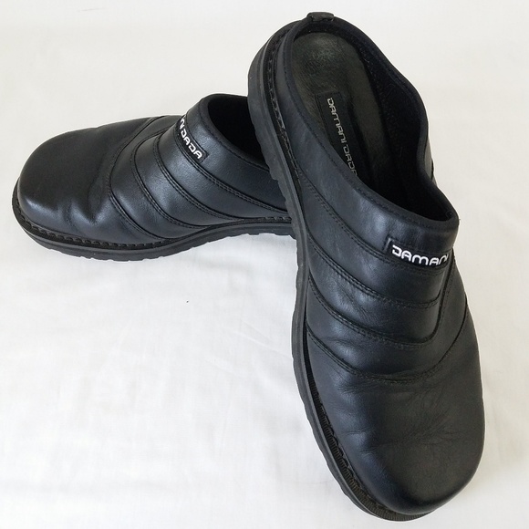 mens black leather mules
